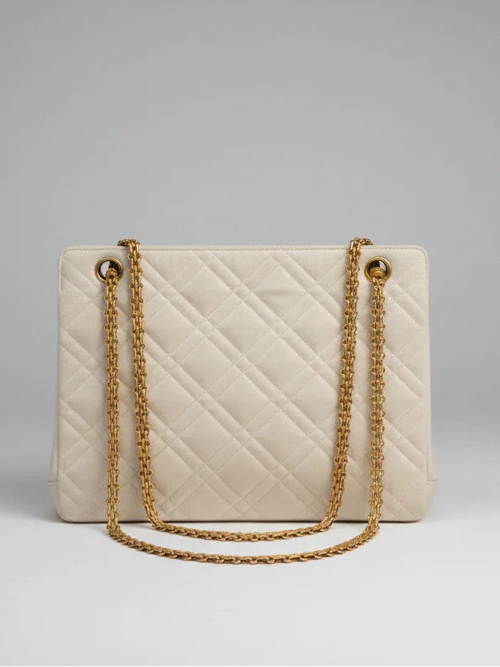Chanel Mademoiselle Bijoux Chain Cream Cloth Shoulder Bag